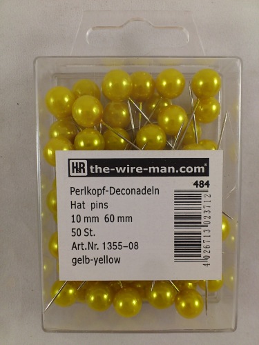 Colored pins 10 mm 50 p. yellow